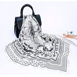 Black and white Silky Scarf